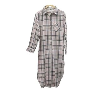 FLANNEL AUSTRALIA Chic Light Pink, Gray Plaid Shirt Dress or Duster Size 6-8